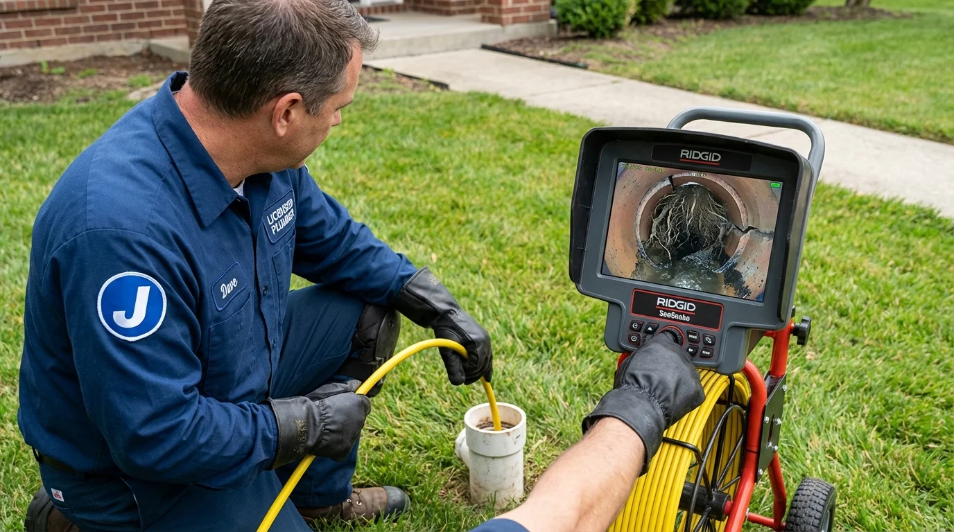 Sewer camera inspection being performed by Johns Plumbing LLC in Navarre