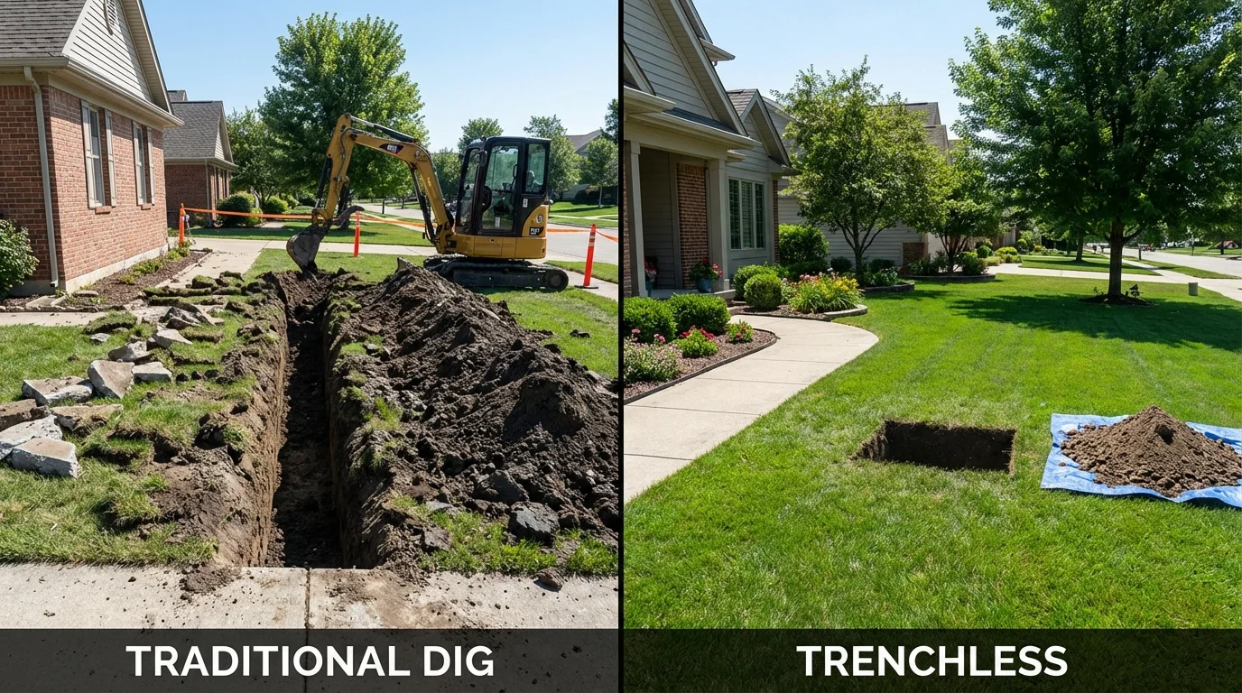 Trenchless sewer repair with minimal yard damage versus traditional excavation in Navarre, FL